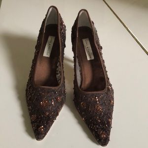 Formal brown heels- sheer with sparkle.